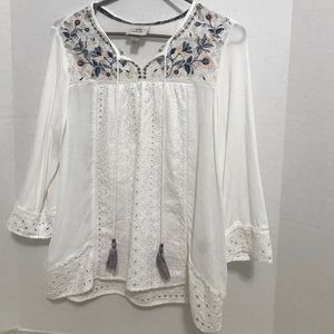 White flowered blouse
